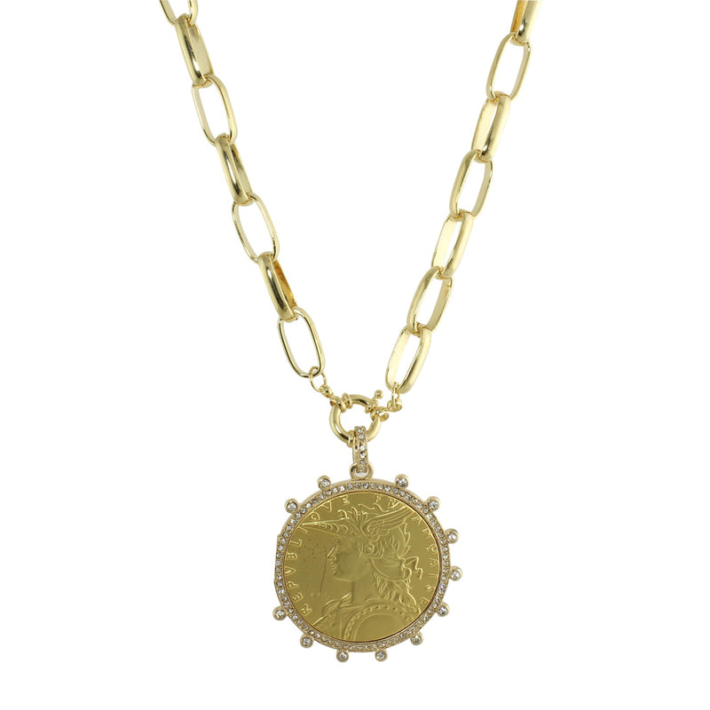 1915 22K French Franc Gold Coin 18K Gold Pendant – Showplace